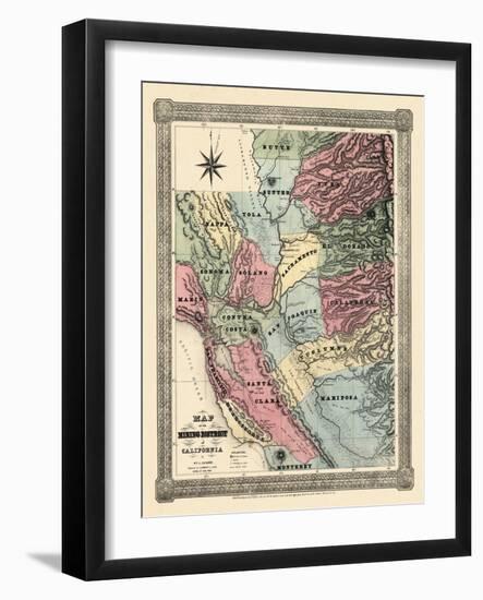 1851, California Mining Districts Map, California, United States-null-Framed Giclee Print