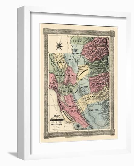 1851, California Mining Districts Map, California, United States-null-Framed Giclee Print