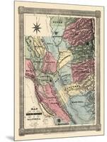 1851, California Mining Districts Map, California, United States-null-Mounted Premium Giclee Print