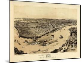 1851, New Orleans Bird's Eye View, Louisiana, United States-null-Mounted Giclee Print