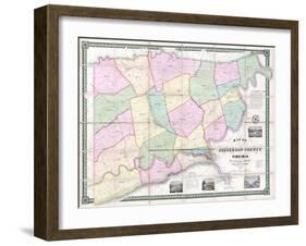 1852, Jefferson County - WV formerly VA Wall Map, West Virginia, United States-null-Framed Giclee Print