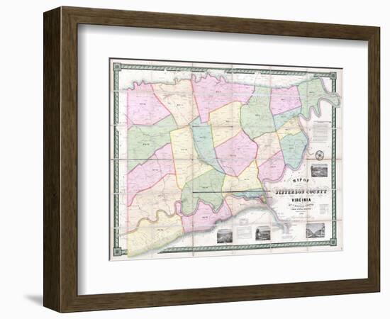 1852, Jefferson County - WV formerly VA Wall Map, West Virginia, United States-null-Framed Giclee Print