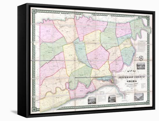 1852, Jefferson County - WV formerly VA Wall Map, West Virginia, United States-null-Framed Stretched Canvas