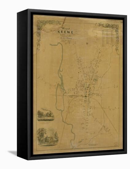 1853, Keene Wall Map, New Hampshire, United States-null-Framed Stretched Canvas