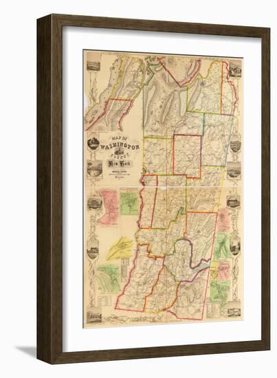 1853, Washington County 1853 Wall Map, New York, United States-null-Framed Giclee Print