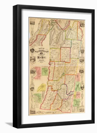1853, Washington County 1853 Wall Map, New York, United States-null-Framed Giclee Print