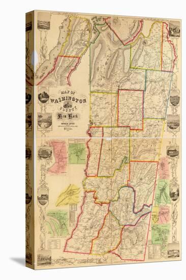 1853, Washington County 1853 Wall Map, New York, United States-null-Stretched Canvas