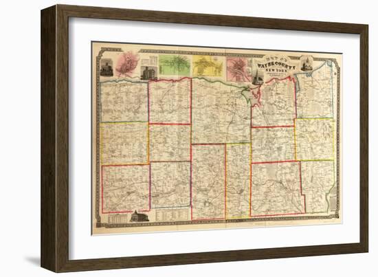 1853, Wayne County 1853 Wall Map, New York, United States-null-Framed Giclee Print