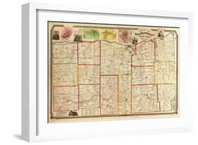 1853, Wayne County 1853 Wall Map, New York, United States-null-Framed Giclee Print