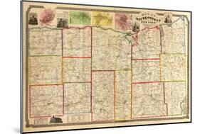 1853, Wayne County 1853 Wall Map, New York, United States-null-Mounted Giclee Print