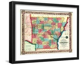 1854, Arkansas State Map, Arkansas, United States-null-Framed Giclee Print