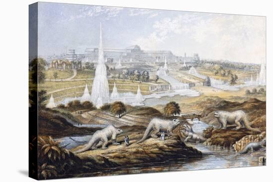 1854 Crystal Palace Dinosaurs by Baxter 1-Paul Stewart-Stretched Canvas