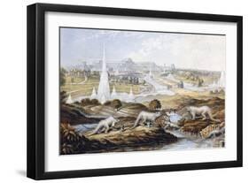 1854 Crystal Palace Dinosaurs by Baxter 1-Paul Stewart-Framed Photographic Print