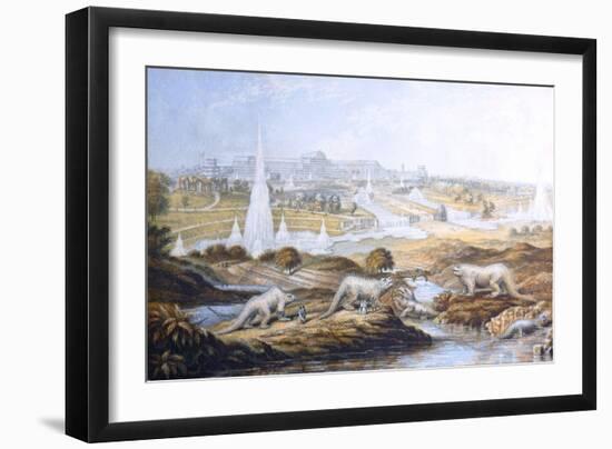 1854 Crystal Palace Dinosaurs by Baxter 2-Paul Stewart-Framed Photographic Print