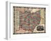 1854, Ohio State Map Township and Railroad Map, Ohio, United States-null-Framed Giclee Print