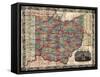 1854, Ohio State Map Township and Railroad Map, Ohio, United States-null-Framed Stretched Canvas