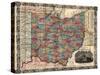 1854, Ohio State Map Township and Railroad Map, Ohio, United States-null-Stretched Canvas