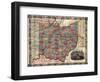 1854, Ohio State Map Township and Railroad Map, Ohio, United States-null-Framed Giclee Print