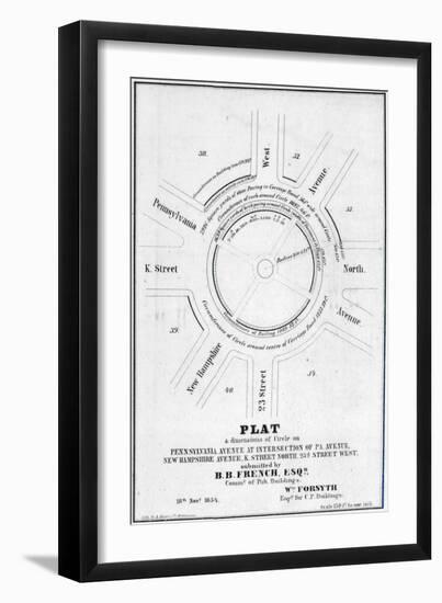 1854, Pennsylvania Avenue, New Hampshire Avenue, K Street North, Washington, DC-null-Framed Giclee Print