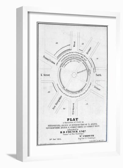 1854, Pennsylvania Avenue, New Hampshire Avenue, K Street North, Washington, DC-null-Framed Giclee Print