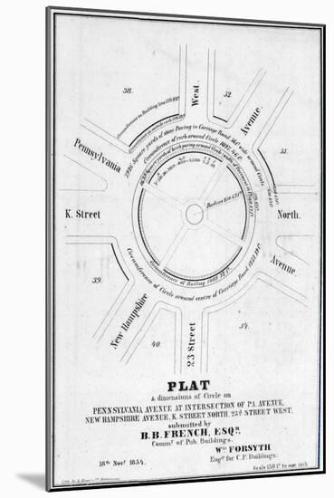 1854, Pennsylvania Avenue, New Hampshire Avenue, K Street North, Washington, DC-null-Mounted Giclee Print