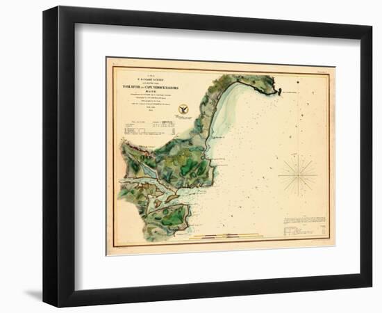 1854, York River and Cape Neddick Harbors Chart, Maine, Maine, United States-null-Framed Giclee Print