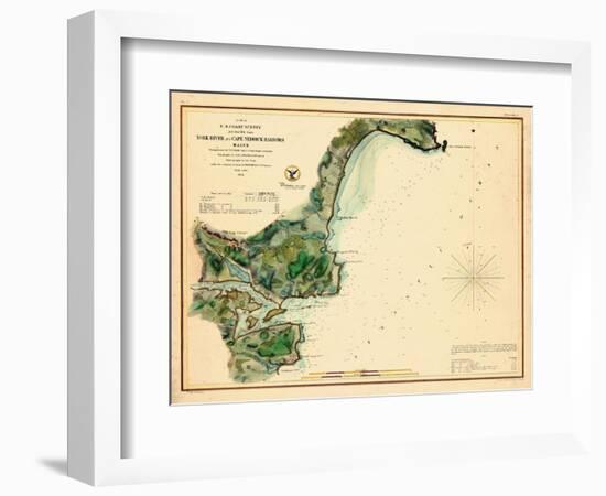 1854, York River and Cape Neddick Harbors Chart, Maine, Maine, United States-null-Framed Giclee Print