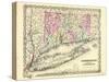 1855, Connecticut State Map Long Island Sound, Connecticut, United States-null-Stretched Canvas