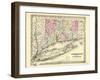 1855, Connecticut State Map Long Island Sound, Connecticut, United States-null-Framed Giclee Print