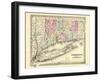1855, Connecticut State Map Long Island Sound, Connecticut, United States-null-Framed Giclee Print