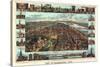 1855, Harrisburg Bird's Eye View, Pennsylvania, United States-null-Stretched Canvas