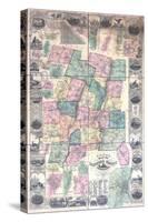 1855, Hartford County Wall Map, Connecticut, United States-null-Stretched Canvas