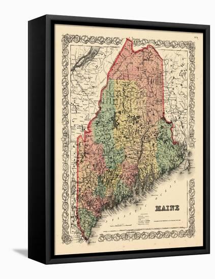 1855, Maine State Map 1855, Maine, United States-null-Framed Stretched Canvas