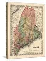 1855, Maine State Map 1855, Maine, United States-null-Stretched Canvas