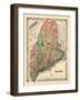 1855, Maine State Map 1855, Maine, United States-null-Framed Premium Giclee Print