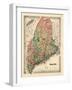 1855, Maine State Map 1855, Maine, United States-null-Framed Premium Giclee Print