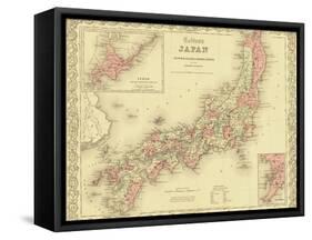1855 Map of Japan, Showing Prefecture Boundaries-null-Framed Stretched Canvas