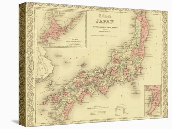 1855 Map of Japan, Showing Prefecture Boundaries-null-Stretched Canvas