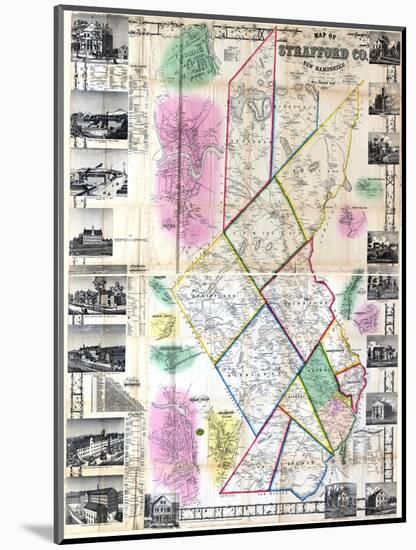 1856, Strafford County Wall Map, New Hampshire, United States-null-Mounted Giclee Print