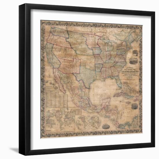 1856 Wall Map of the United States-null-Framed Giclee Print