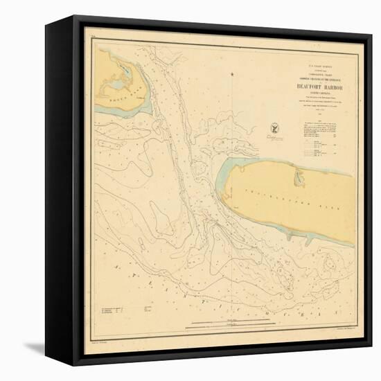 1857, Beaufort Harbor Chart North Carolina, North Carolina, United States-null-Framed Stretched Canvas