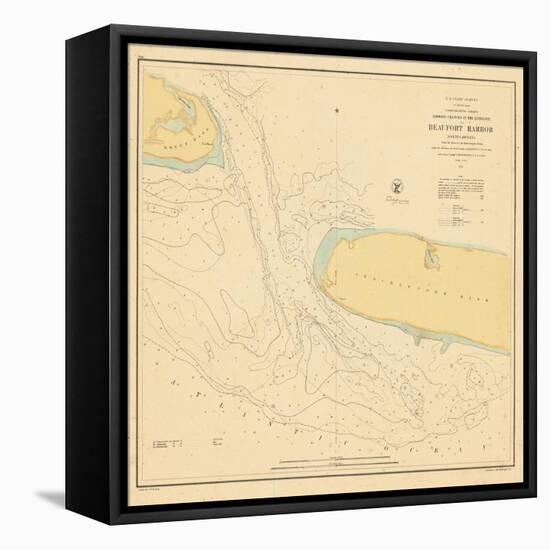 1857, Beaufort Harbor Chart North Carolina, North Carolina, United States-null-Framed Stretched Canvas