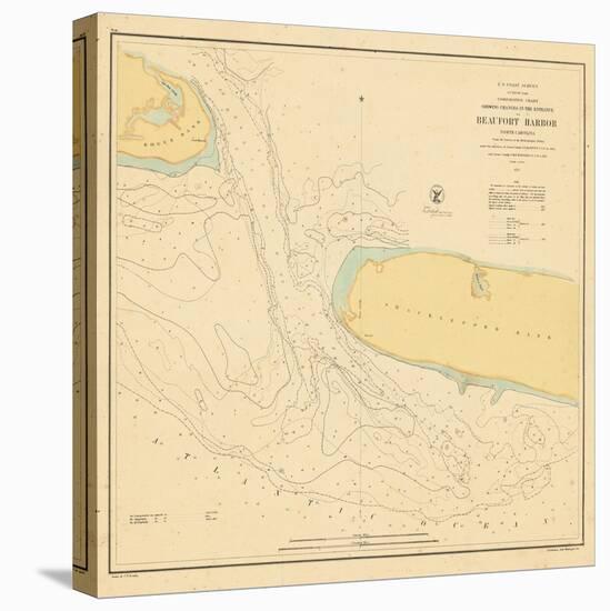 1857, Beaufort Harbor Chart North Carolina, North Carolina, United States-null-Stretched Canvas