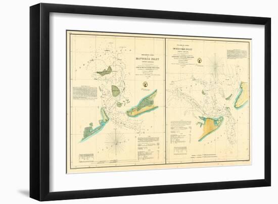 1857, Hatteras and Ocracoke Inlet Chart North Carolina, North Carolina, United States-null-Framed Giclee Print