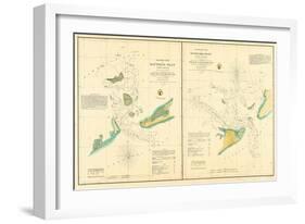 1857, Hatteras and Ocracoke Inlet Chart North Carolina, North Carolina, United States-null-Framed Giclee Print