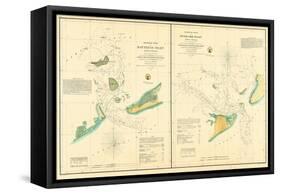 1857, Hatteras and Ocracoke Inlet Chart North Carolina, North Carolina, United States-null-Framed Stretched Canvas