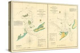 1857, Hatteras and Ocracoke Inlet Chart North Carolina, North Carolina, United States-null-Stretched Canvas