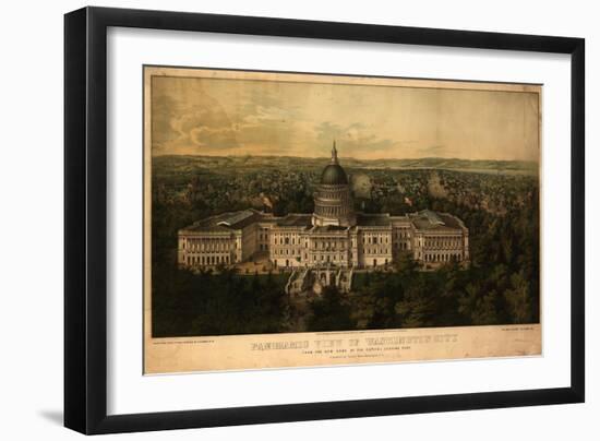 1857 Panoramic View of Washington D.C. with the New Dome of the Capitol, Looking East-null-Framed Photo