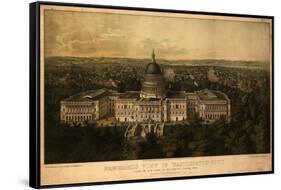 1857 Panoramic View of Washington D.C. with the New Dome of the Capitol, Looking East-null-Framed Stretched Canvas