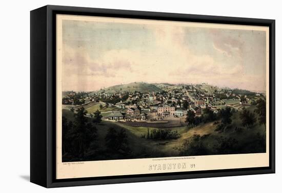 1857, Staunton Bird's Eye View, Virginia, United States-null-Framed Stretched Canvas